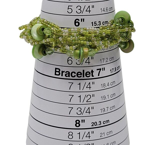 Bracelet Stretch Multistrand Pale Pastel Seafoam Green Seed Beads Rocailles - Picture 2 of 9